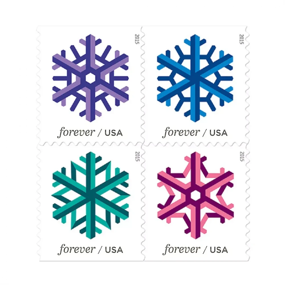 (2015) USPS Geometric Snowflakes Forever Postage Stamps