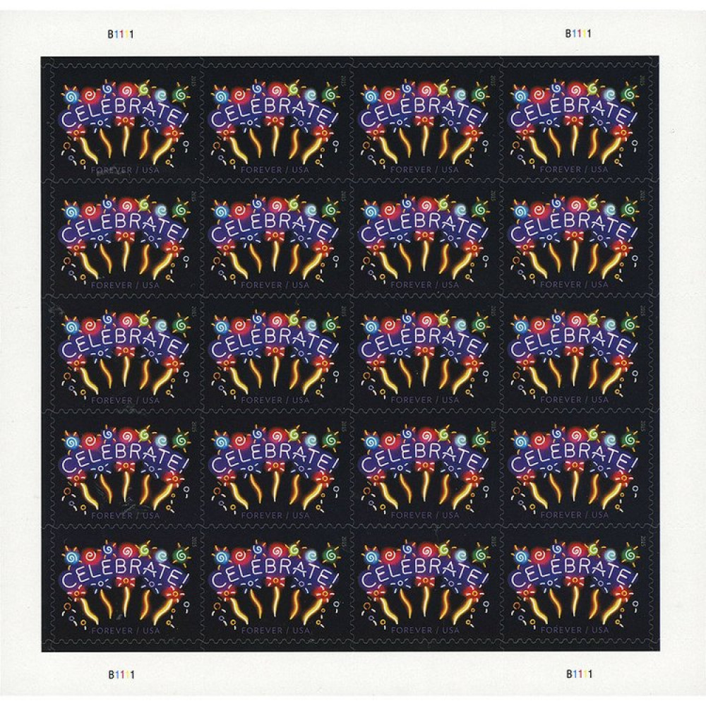 (2011) USPS Neon Celebrate! Forever Stamps